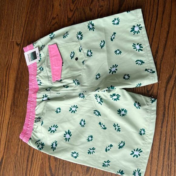 New Sovereign Code Lined Teen Boy Green Pink Swim Trunks Bottoms 18-20 - Picture 4 of 6
